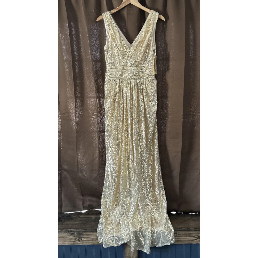 Kate Kasin Women's 10 Gold Sequined Dress Bridesmaids Wedding